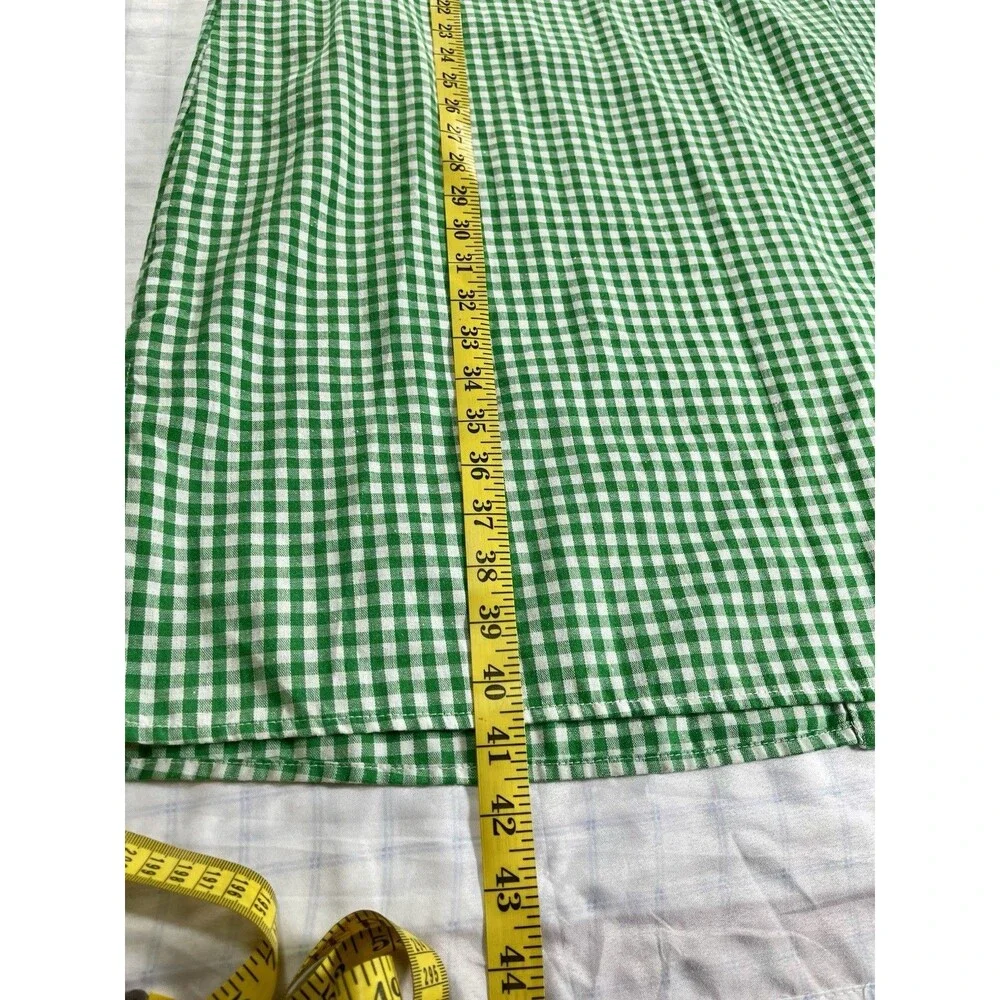Vintage-Style Green Gingham Crochet Lace Collar House Dress - Size L/XL - Picture 12 of 16